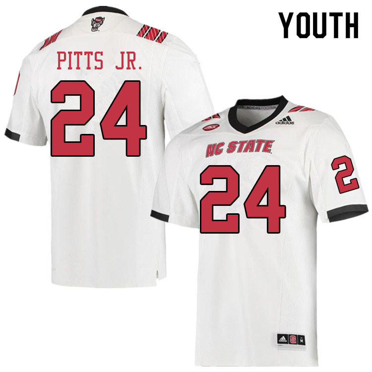 Youth #24 Derrek Pitts Jr. NC State Wolfpack College Football Jerseys Sale-White - Click Image to Close